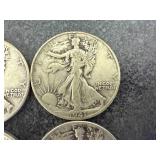 4 1941 Walking Liberty Half Dollars