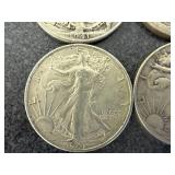 4 1941 Walking Liberty Half Dollars