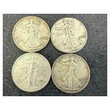 4 1942 Walking Liberty Half Dollars