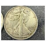 4 1942 Walking Liberty Half Dollars