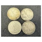 4 1942 Walking Liberty Half Dollars