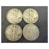 4 1942 Walking Liberty Half Dollars