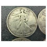4 1942 Walking Liberty Half Dollars