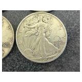 4 1942 Walking Liberty Half Dollars