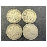 4 1942 Walking Liberty Half Dollars
