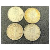 4 1943 Walking Liberty Half Dollars