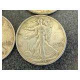 4 1943 Walking Liberty Half Dollars