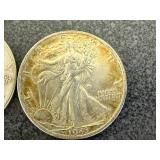 4 1943 Walking Liberty Half Dollars