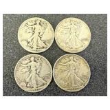 4 1943 Walking Liberty Half Dollars