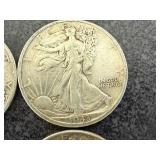 4 1943 Walking Liberty Half Dollars
