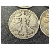 4 1943 Walking Liberty Half Dollars