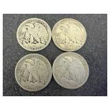 4 1943 Walking Liberty Half Dollars