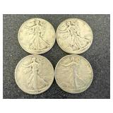 4 1945 Walking Liberty Half Dollars