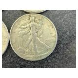 4 1945 Walking Liberty Half Dollars