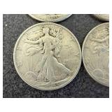 4 1945 Walking Liberty Half Dollars