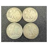 4 1945 Walking Liberty Half Dollars