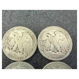 4 1945 Walking Liberty Half Dollars