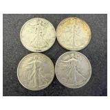 4 1945 Walking Liberty Half Dollars