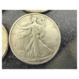 4 1945 Walking Liberty Half Dollars