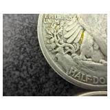 4 1945 Walking Liberty Half Dollars