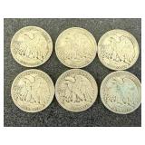 6 1936 Walking Liberty Half Dollars