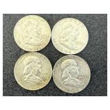 4 1959 Franklin Half Dollars