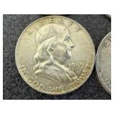 4 1959 Franklin Half Dollars