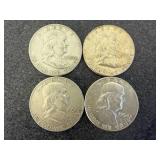4 1954 Franklin Half Dollars