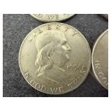 4 1954 Franklin Half Dollars