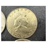 4 1954 Franklin Half Dollars