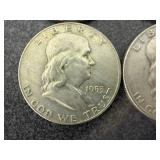 4 1953 Franklin Half Dollars