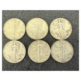 6 1941 Walking Liberty Half Dollars