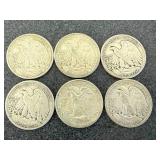 6 1941 Walking Liberty Half Dollars