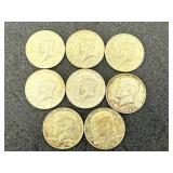 8 Kennedy Half Dollars 40% Silver