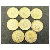 8 Kennedy Half Dollars 40% Silver