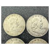 8 Franklin Half Dollars - Mixed Years