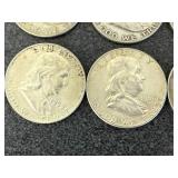 8 Franklin Half Dollars - Mixed Years