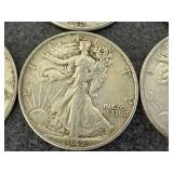 6 1942 Walking Liberty Half Dollars