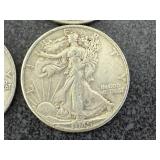 8 Mixed Years Walking Liberty Half Dollars