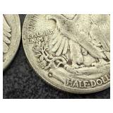 8 Mixed Years Walking Liberty Half Dollars