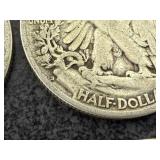 8 Mixed Years Walking Liberty Half Dollars