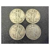 4 1944 Walking Liberty Half Dollars