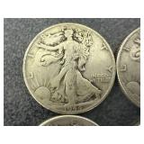 4 1944 Walking Liberty Half Dollars