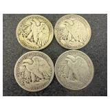 4 1944 Walking Liberty Half Dollars