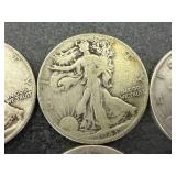6 Walking Liberty Half Dollars - 1940, 1935, 1945 & 3 1943