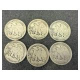 6 Walking Liberty Half Dollars - 1940, 1935, 1945 & 3 1943