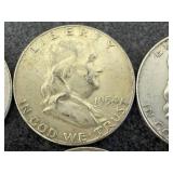 8 Franklin Half Dollars Mixed Years