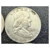 8 Franklin Half Dollars Mixed Years