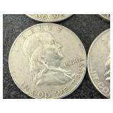8 Franklin Half Dollars Mixed Years
