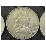 8 Franklin Half Dollars Mixed Years